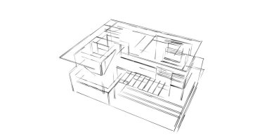 Mimari sanat konseptinde soyut çizgiler, minimum geometrik şekiller. 