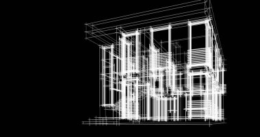 Mimari sanat konseptinde soyut çizgiler, minimum geometrik şekiller. 
