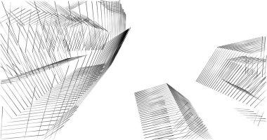 Arkaplanda mimari bina 3d illüstrasyon