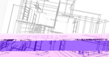 Arkaplanda mimari bina 3d illüstrasyon