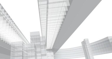 Mimari sanat konseptinde soyut çizgiler, minimum geometrik şekiller. 