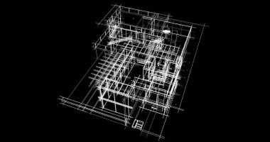 Mimari sanat konseptinde soyut çizgiler, minimum geometrik şekiller. 