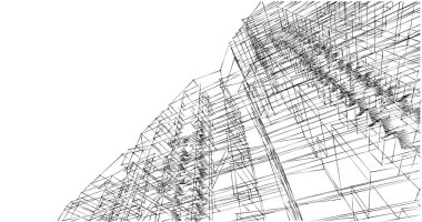 Arkaplanda mimari bina 3d illüstrasyon,