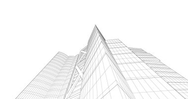 Arkaplanda mimari bina 3d illüstrasyon