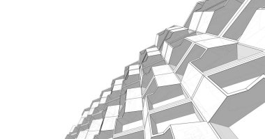 Mimari sanat konseptinde soyut çizgiler, minimum geometrik şekiller. 