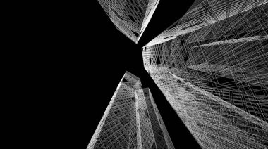 Arkaplanda mimari bina 3d illüstrasyon