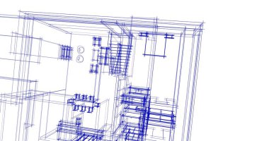 Mimari sanat konseptinde soyut çizgiler, minimum geometrik şekiller. 
