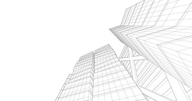 Arkaplanda mimari bina 3d illüstrasyon