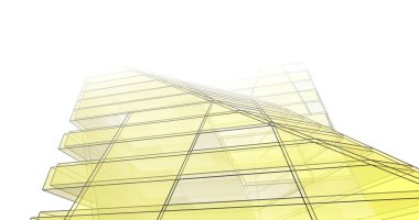 Mimari sanat konseptinde soyut çizgiler, minimum geometrik şekiller. 