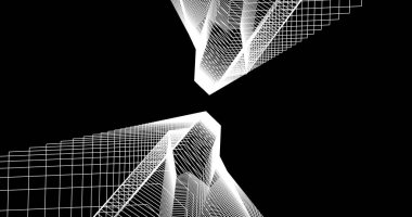 Mimari sanat konseptinde soyut çizgiler, minimum geometrik şekiller. 