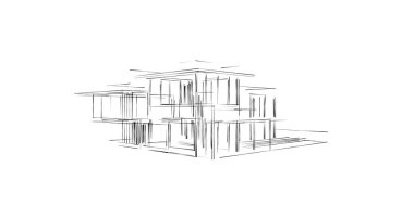 Mimari sanat konseptinde soyut çizgiler, minimum geometrik şekiller. 