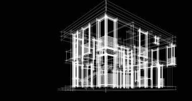 Mimari sanat konseptinde soyut çizgiler, minimum geometrik şekiller. 