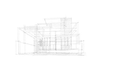 Arkaplanda mimari bina 3d illüstrasyon