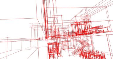 Mimari sanat konseptinde soyut çizgiler, minimum geometrik şekiller. 