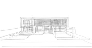 Mimari sanat konseptinde soyut çizgiler, minimum geometrik şekiller. 