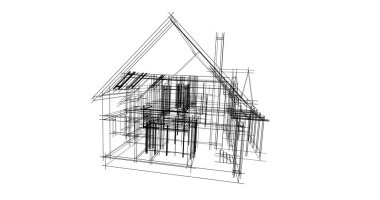 Arkaplanda mimari bina 3d illüstrasyon