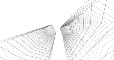 Mimari sanat konseptinde soyut çizgiler, minimum geometrik şekiller. 