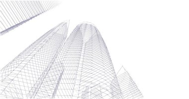 Arkaplanda mimari bina 3d illüstrasyon