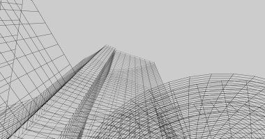 Mimari sanat konseptinde soyut çizgiler, minimum geometrik şekiller. 