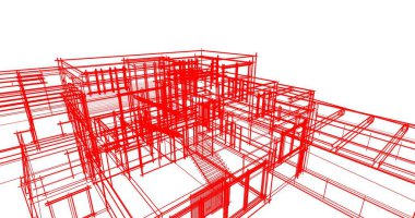 Arkaplanda mimari bina 3d illüstrasyon
