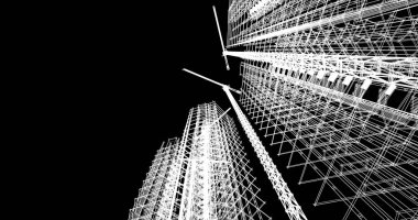 Mimari sanat konseptinde soyut çizgiler, minimum geometrik şekiller. 