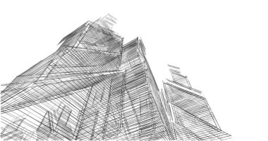 Mimari sanat konseptinde soyut çizgiler, minimum geometrik şekiller. 