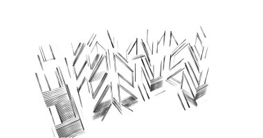 eskiz sanatı, geometrik mimari binalar tasarımı