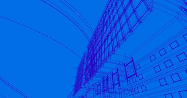 Mimari sanat konseptinde soyut çizgiler, minimum geometrik şekiller. 