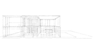 Arkaplanda mimari bina 3d illüstrasyon