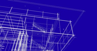 Arkaplanda mimari bina 3d illüstrasyon