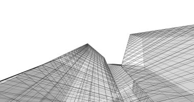 Arkaplanda mimari bina 3d illüstrasyon