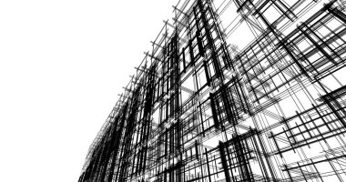 Mimari sanat konseptinde soyut çizgiler, minimum geometrik şekiller. 