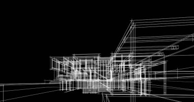 Arkaplanda mimari bina 3d illüstrasyon