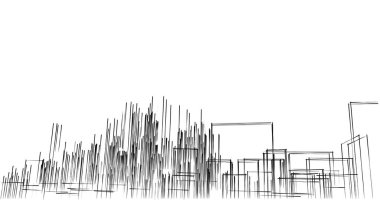 Arkaplanda mimari bina 3d illüstrasyon