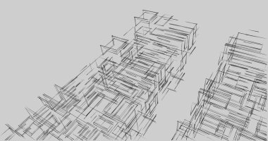 Arkaplanda mimari bina 3d illüstrasyon