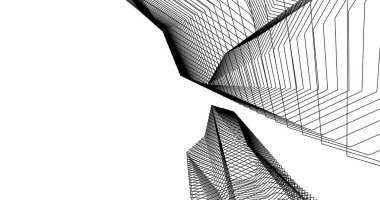 Mimari sanat konseptinde soyut çizgiler, minimum geometrik şekiller. 