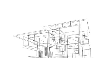 Mimari sanat konseptinde soyut çizgiler, minimum geometrik şekiller. 