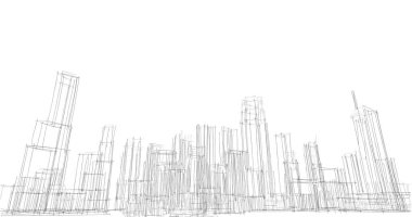 Arkaplanda mimari bina 3d illüstrasyon