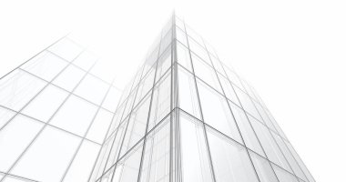 Arkaplanda mimari bina 3d illüstrasyon