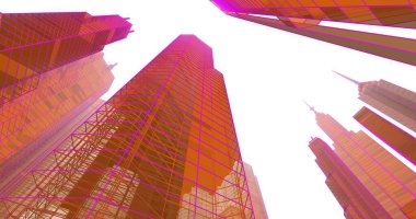 Arkaplanda mimari bina 3d illüstrasyon