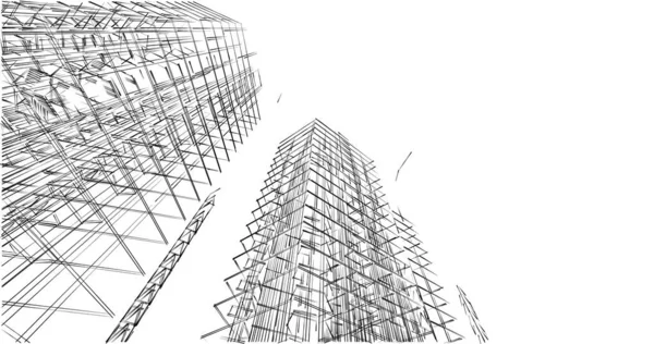 Абстрактні Лінії Малювання Концепції Архітектурного Мистецтва Мінімальні Геометричні Форми — стокове фото