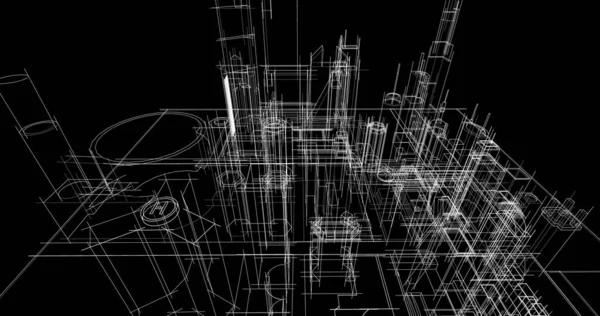 Arkaplanda mimari bina 3d illüstrasyon