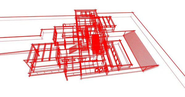Arkaplanda mimari bina 3d illüstrasyon