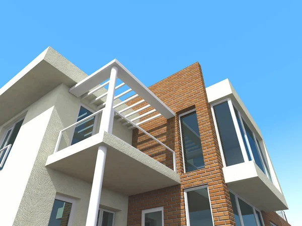 Arkaplanda mimari bina 3d illüstrasyon