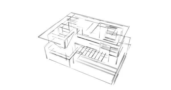 Linee Disegno Astratte Nel Concetto Arte Architettonica Forme Geometriche Minime — Foto Stock