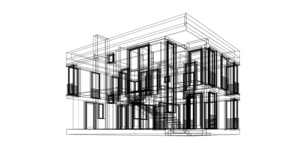 Architektur Gebäude Illustration Auf Hintergrund — Stockfoto