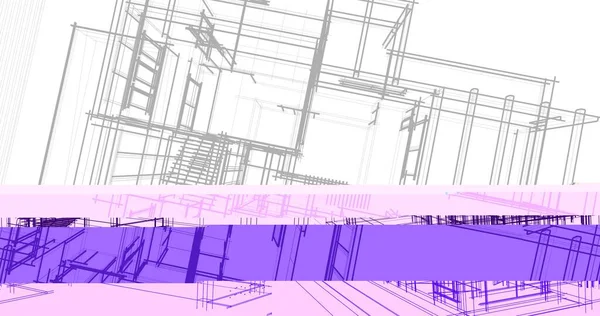 Arkaplanda mimari bina 3d illüstrasyon