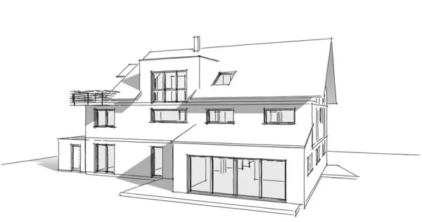 Abstrakcyjne Linie Rysunku Koncepcji Sztuki Architektonicznej Minimalne Kształty Geometryczne — Zdjęcie stockowe