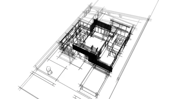 Arkaplanda Mimari Bina Illüstrasyon — Stok fotoğraf