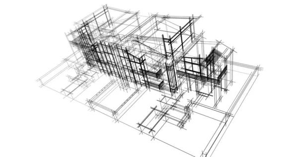 Líneas Abstractas Dibujo Concepto Arte Arquitectónico Formas Geométricas Mínimas —  Fotos de Stock